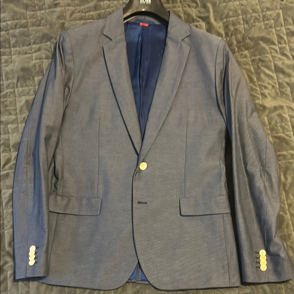 HUGO slim fit blue birdseye cotton blazer